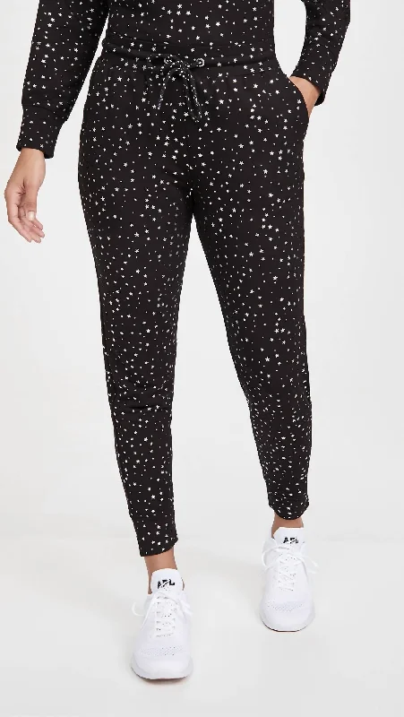 Foil Printed Jogger In Black/silver Stars