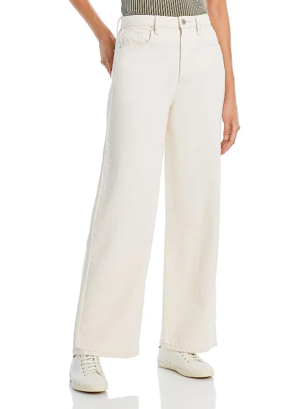 The Franklin Womens Cotton High Rise Wide Leg Jeans