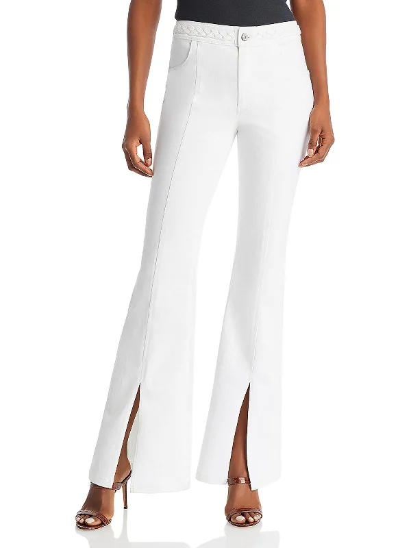 Womens High Rise Slit Flared Jeans