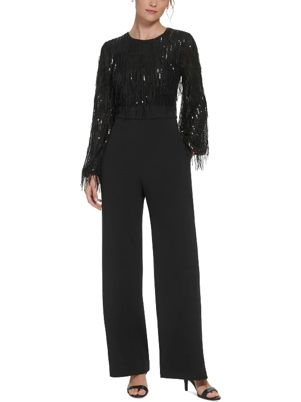 Womens Sequined Fringe Jumpsuit